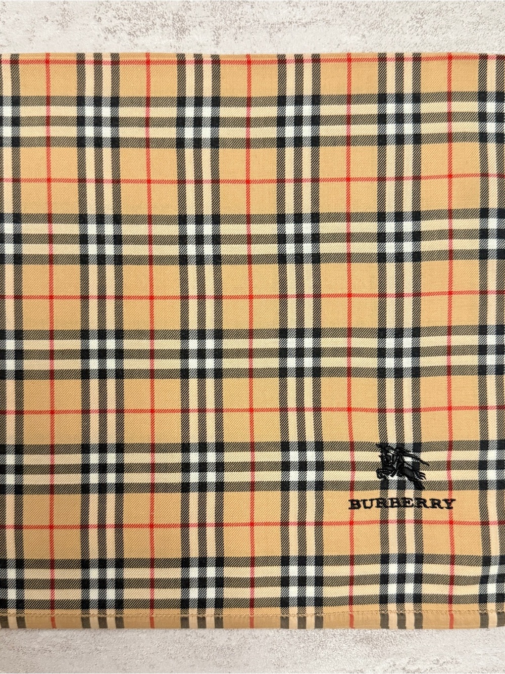 Burberry Classic Check Pocket Square in Tan, Black & Red